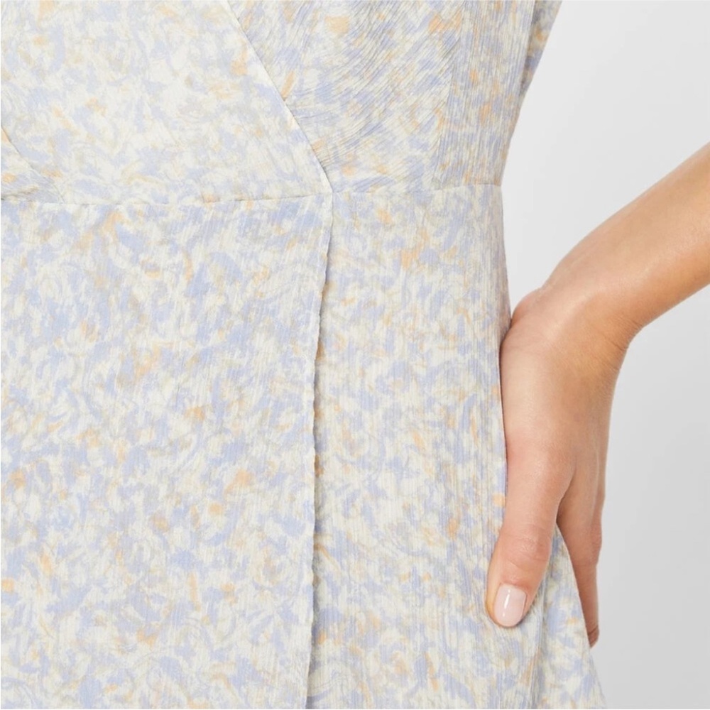 Club Monaco Printed Pitched Sleeve Faux Wrap Cotton Silk Chiffon Dress Sz 8 View 3